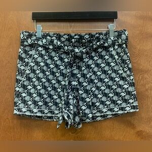 Loft flamingo pull on belted shorts w/pockets